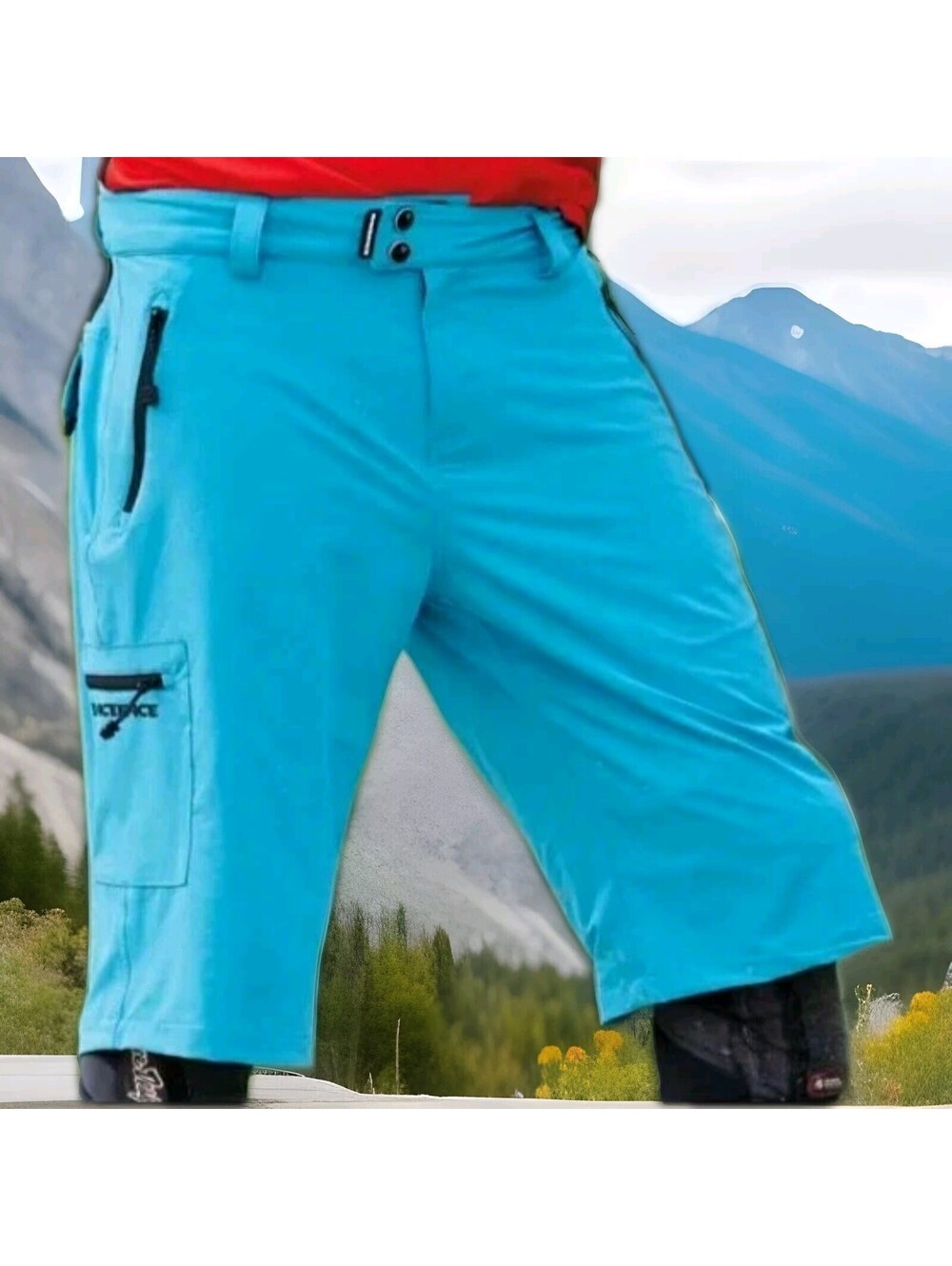 Race Face Trigger Mountain MTB Biker Shorts Long Mens Medium Turquoise Cycling